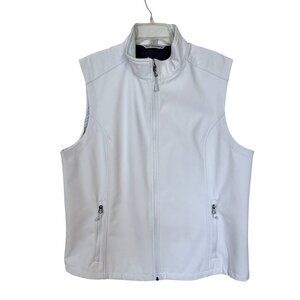 Ladies Port Authority White Vest 3XL Sleeveless Zip Up Fleece Lining Pockets